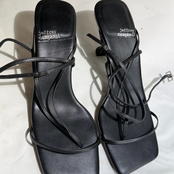 Used Jeffrey Campbell Elegant Black Strappy Heels size 7.5 - Picture 2 of 4